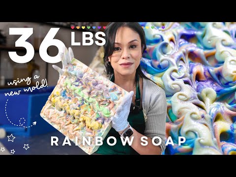 Making A LOT of Rainbow Soap 🌈 | Winston and Walter Medium Soap Slab Mold Review