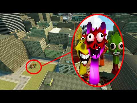 Un DRON capta a INCREDIBOX SPRUNKI HORROR en la CIUDAD | Garry's Mod Sandbox