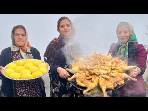 Baking Traditional Tandoori Bread & Cooking Chicken in Foggy Mountain Village