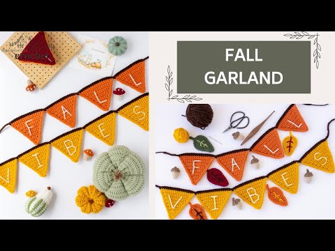 How to CROCHET a FALL GARLAND | Beginner Crochet Garland | Fall Crochet Decor