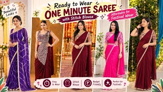 Viral & Beautiful Sarees from Meesho ✨ | Ready-to-Wear Sarees with Stitched Blouse | Try-On Haul