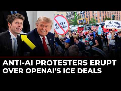 Anti-AI Rally LIVE: Protesters Rage Against OpenAI Over Military &amp; ICE Contracts | Sam Altman