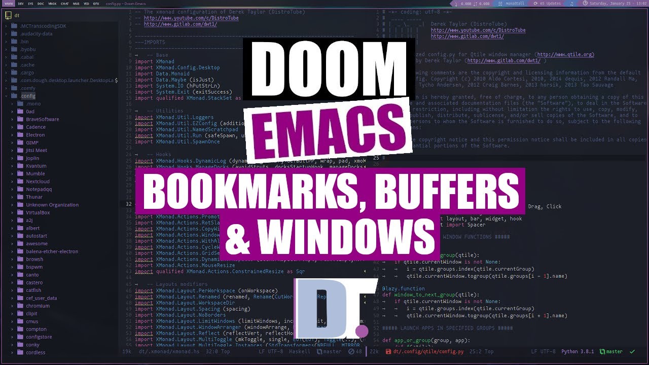 Bookmarks, Buffers and Windows in Doom Emacs DistroTube