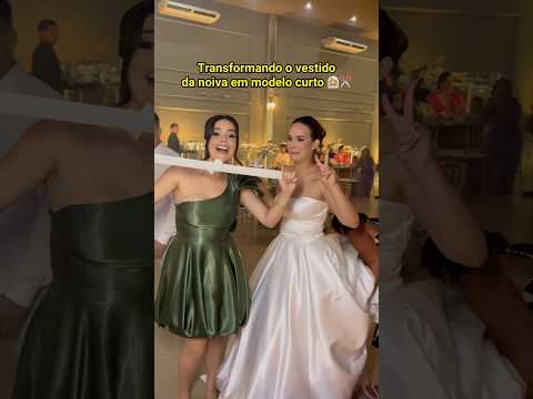 Transformei o vestido da noiva em um modelo curto 👰🏻‍♀️🥂#Tutorial #customizacao  #casamento