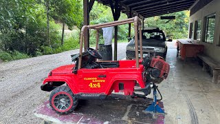 DESMONTEI O JEEP DO NENEM PARA FAZER O NOVO CHASSIS DO MOTOR DE ROÇADEIRA. Thiago velho 