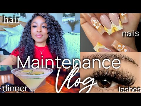 Maintenance vlog|new hair, nails, lashes install all by me + skin care routine+ emeet piko + webcam