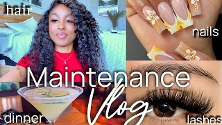 Maintenance vlog|new hair, nails, lashes install all by me + skin care routine+ emeet piko + webcam
