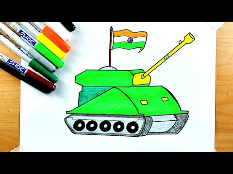 Tank Drawing and Coloring || Tank Drawing  👮‍♂️🇮🇳😍