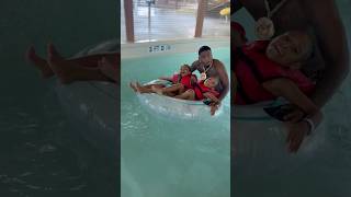 Dad pushes kids fast in the lazy river #shorts