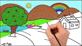 ✏️How To Draw Beautiful Scenery | Step By Step | Drawing, Coloring & Painting | Chiki Art Hindi