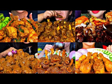 ASMR EATING SPICY CHICKEN CURRY, MUTTON CURRY, BIRYANI | BEST INDIAN FOOD MUKBANG |Foodie India|