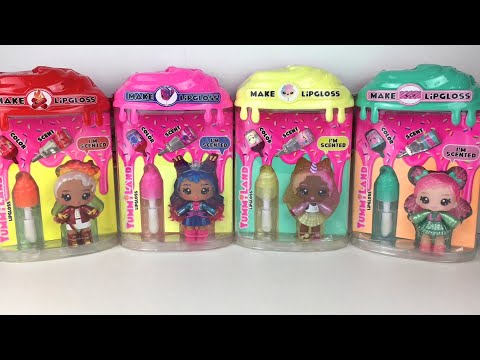 YummiLand SERIES 2 Mini Dolls & Scented Lip Gloss: Cotton Candy, Sour Straws, Rock Candy & Cinnamon