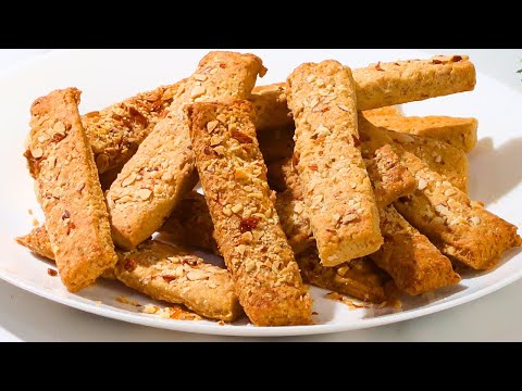 बिना अंडा बिना चीनी घर की 4 चीजों से बनाये बेकरी जैसे क्रिस्पी बिस्कुट बनाये  Perfect Almond Stick