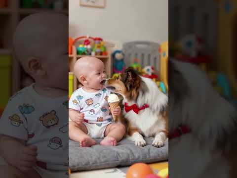 Cute Baby and Sheltie Dog 🐶💕 | Adorable Kids and Pets | Early Learning Fun for 0-3 Year Olds