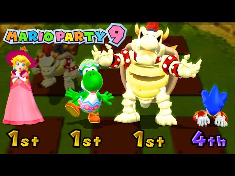 Mario Party 9 Minigames High Rollers - Yoshi vs Bowser vsSonic vs Peach ( Master Difficulty )