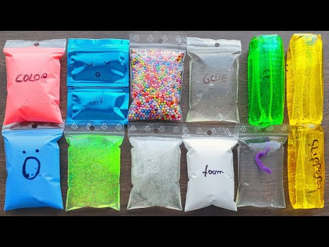 Making Crunchy Slime With Bags And Water Squishies - Satisfying Slime Videos