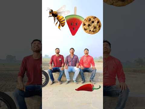 Eating biscuits, icecream, lolipop, juice, kurkure vs red chili, tyre, bee & egg - funny😝😜 vfx