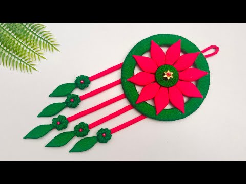 Unique Woolen Flower Wall Hanging Design | Woolen Wall Hanging Craft Ideas | DIY Yarn Wall Decor