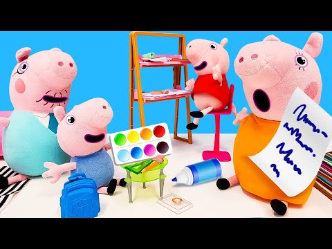 Kinder Video mit Peppa Wutz und Schorsch. Schulliste - Spielzeug Video für Kinder