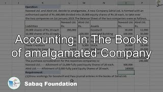 Accounting In The Books of amalgamated Company