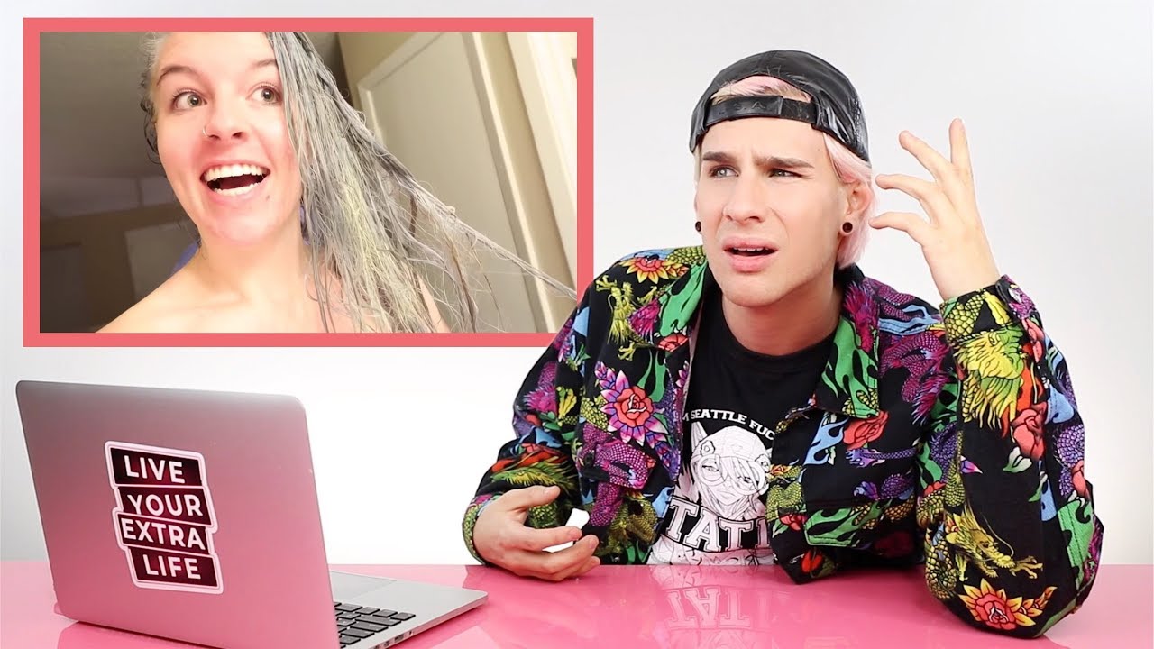 Hairdresser reacts to diy black to gray hair disaster!