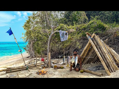 3 DAYS solo survival on island (NO FOOD, NO WATER, NO SHELTER) Catch and Cook. Bushcraft Camping