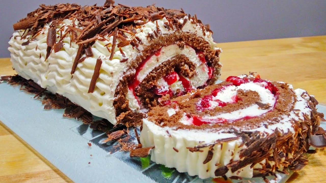 Бисквитный Рулет ЧЁРНЫЙ ЛЕС Новый Рецепт Бисквита для Рулета Biscuit roll Black Forest