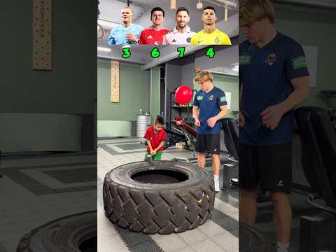 HIT THE TIRE AND 4 POPULAR FOOTBALLER | WHO HAS MORE HITS? #challenge #football #foryou #funny