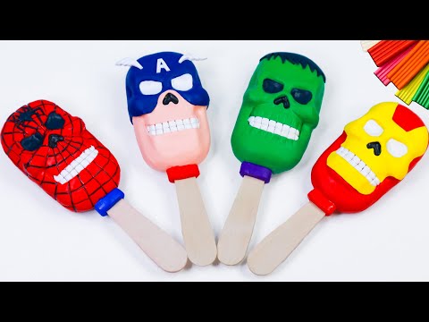 How to make Ice cream mix Skull mod superhero Hulk, Spider-man, Captain America with Clay | Sky Clay