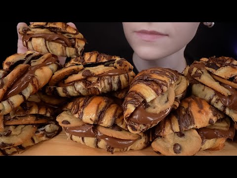 ASMR Nutella Chocolate Chip Cookie Croissants Dessert Mukbang | Eating Sounds 먹방