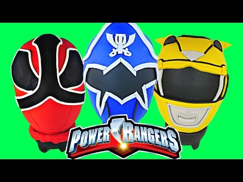 POWER RANGERS GIANT Play Doh Surprise Eggs | Red, Blue and Yellow Rangers