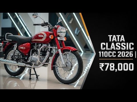 2026 Tata Classic 110cc Red Bike – Royal Look with Modern Power Review 🔥 | Full White Studio Shot