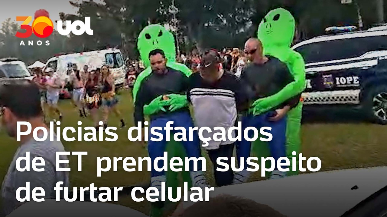 Policiais disfarçados de ET prendem suspeito de furtar celular em megabloco