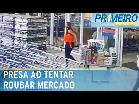 Flagra: mulher é presa tentando furtar R$ 11 mil de supermercado | Primeiro Impacto (21/06/24)