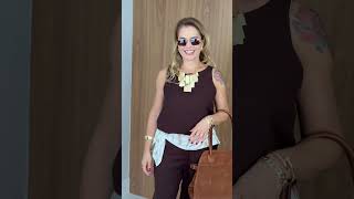 Vídeo adicional 5 do item Regata Isadora em Viscolinho - Marrom - Elegância Natural para o Dia a Dia