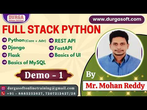 FULL STACK PYTHON tutorials || Demo - 1 || by Mr. Mohan Reddy On 27-07-2026 @9AM (IST)