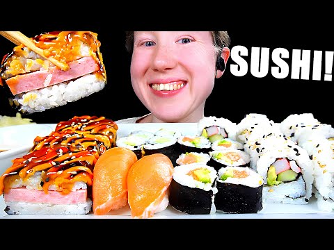 ASMR SUSHI PLATTER MUKBANG EATING SOUNDS