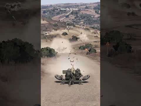 ZU-23-2 twin-barreled autocannon destroying truck column | Arma 3