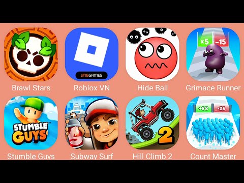Count Master 3D,Subway Surf,Roblox,Hide Ball,Grimace Runner,Stumble Guys,Hill Climb Racing 2