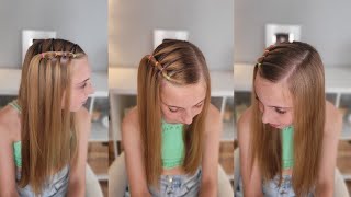 Peinado fácil con falsa trenza cascada / Easy faux elastics waterfall braid