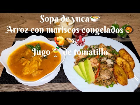 🇪🇨SOPA DE YUCA Y ARROZ CON MARISCOS CONGELADOS #almuerzofacil #almuerzo  #comidaecuatoriana