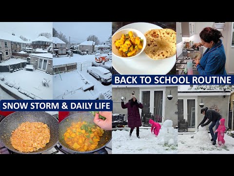 Snow Storm Day Routine | How We Spent Heavy Snow Days in UK? Veg Fried Rice & Aloo Shaljam Curry