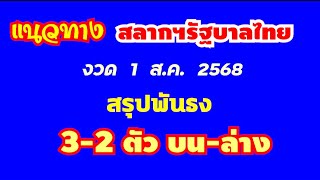 แนวทาง สลากฯรัฐบาลไทย..งวด 1 ส.ค. 2568..(สรุป ฟันธง 3-2 ตัว บน-ล่าง ตรงๆ)
