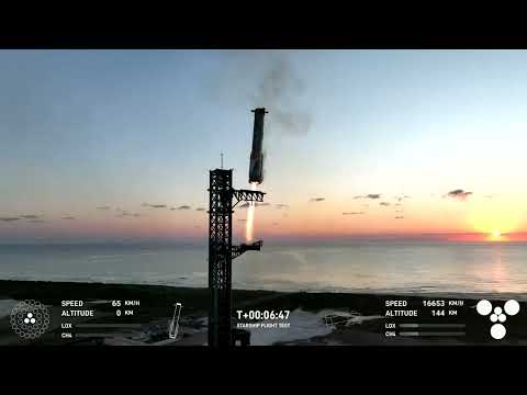 SpaceX's Starship Launch and Recovery of Super Heavy Booster Rocket.