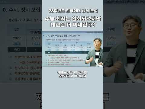 [2028 대입전형 분석] 28 한국외대 <strong>입시</strong> 전반은 ? 유지와 완화가 포인트  #2028대입 #내신5등급제 #한국외대 #28정시 #28수시