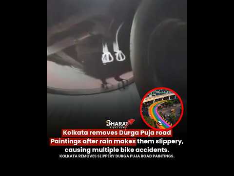 Kolkata removes Durga Puja road paintings after rain makes them slippery
