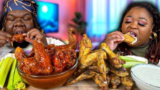 WHOLE WINGS 2 WAYS!!! LEMON-PEPPER VS NC SPICY-DIPPED!! | MUKBANG EATING SHOW