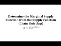 Marginal Supply Function Analysis