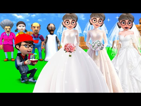 Scary Teacher 3D vs Squid Game 2 Help Tani cute Choose Fashion Wedding Dress 5 Time Challenge!