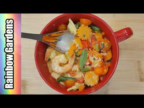 Easy 10 Minute Shrimp Curry with Garden Tomatoes, Sweet Bell Peppers, Eggplant, & More!